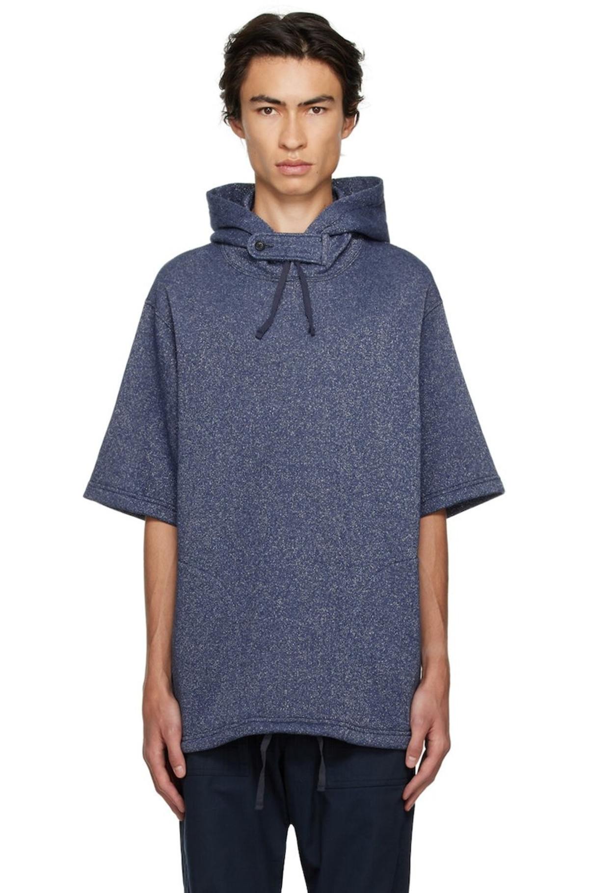 トップス engineered garments short sleeve hoody Engineered Garments Short Sleeve Hoodie - Navy Glitter | Garmentory