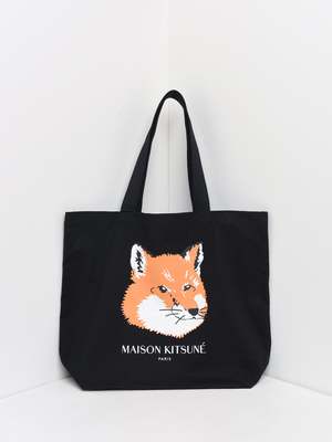 Unisex Maison Kitsuné Fox Head Tote Bag - Black | Garmentory