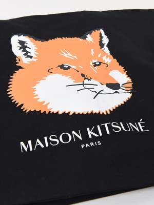 Unisex Maison Kitsuné Fox Head Tote Bag - Black | Garmentory
