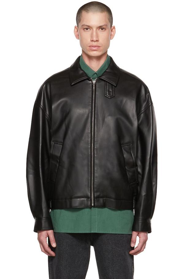 North Man 、AMOMENTO Synthetic Leather AMOMENTO Zip Faux-Leather Jacket - Black | Garmentory