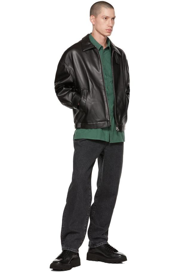 AMOMENTO Zip Faux-Leather Jacket - Black | Garmentory