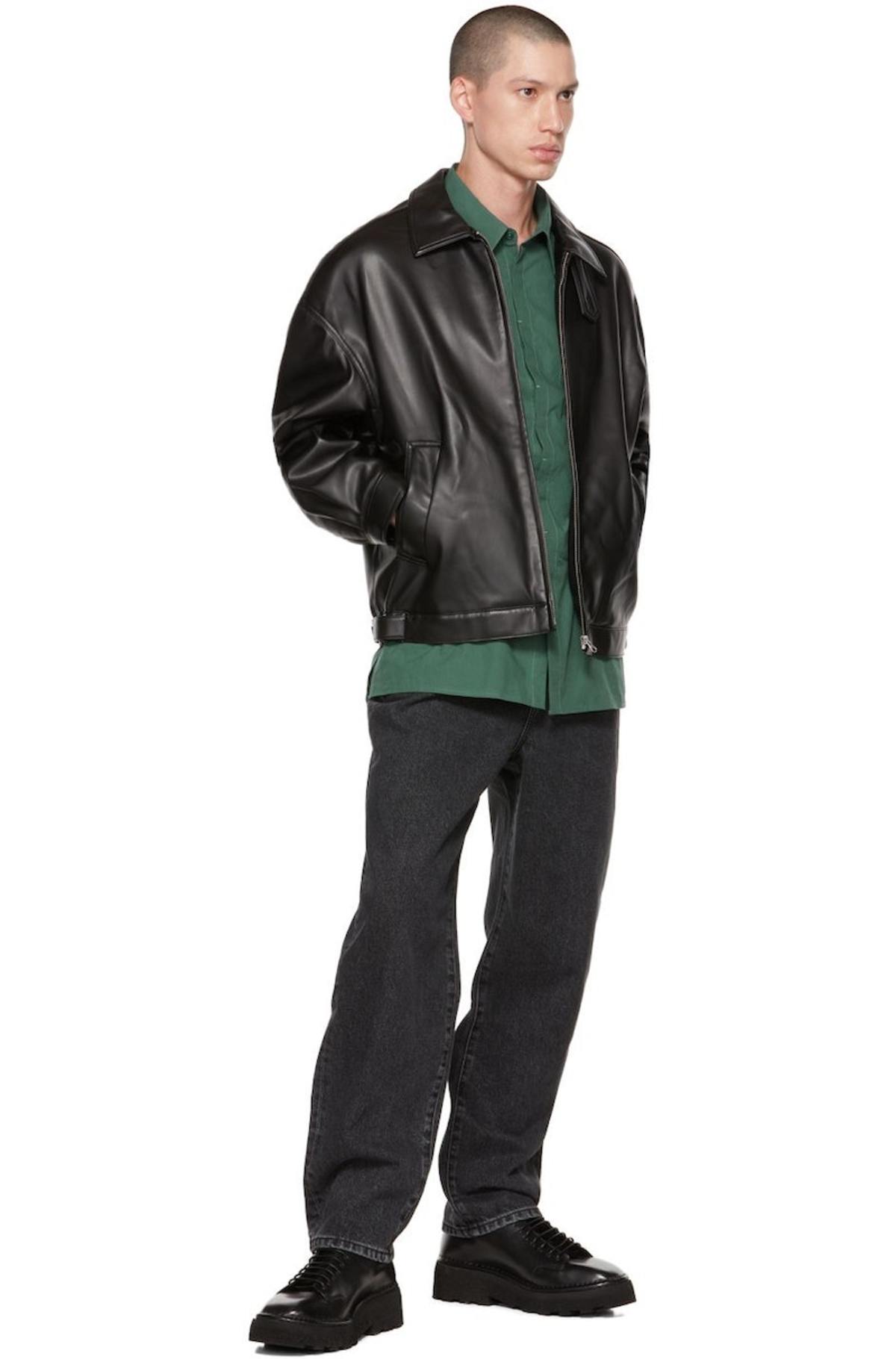 AMOMENTO Zip Faux-Leather Jacket - Black | Garmentory