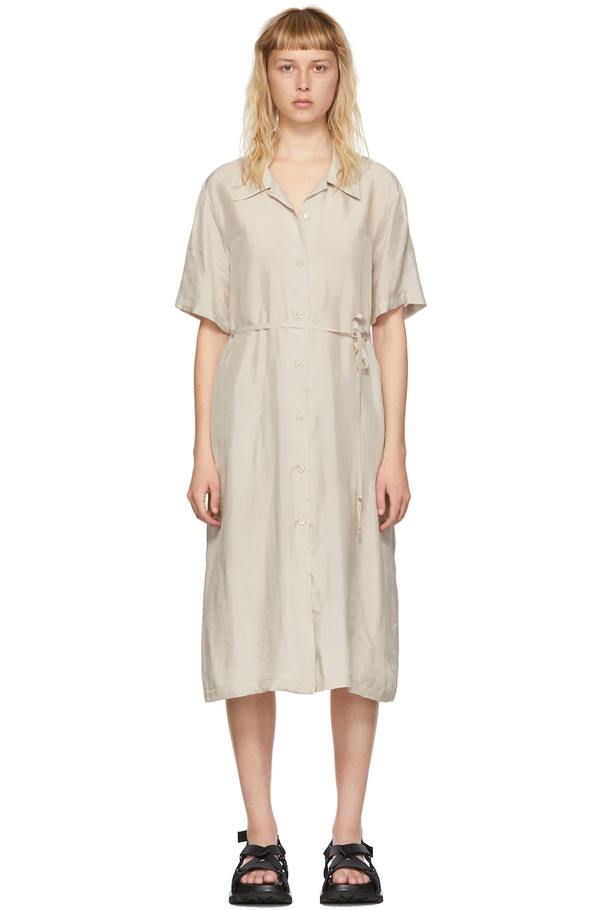 AMOMENTO Cupro Midi Dress - Beige | Garmentory