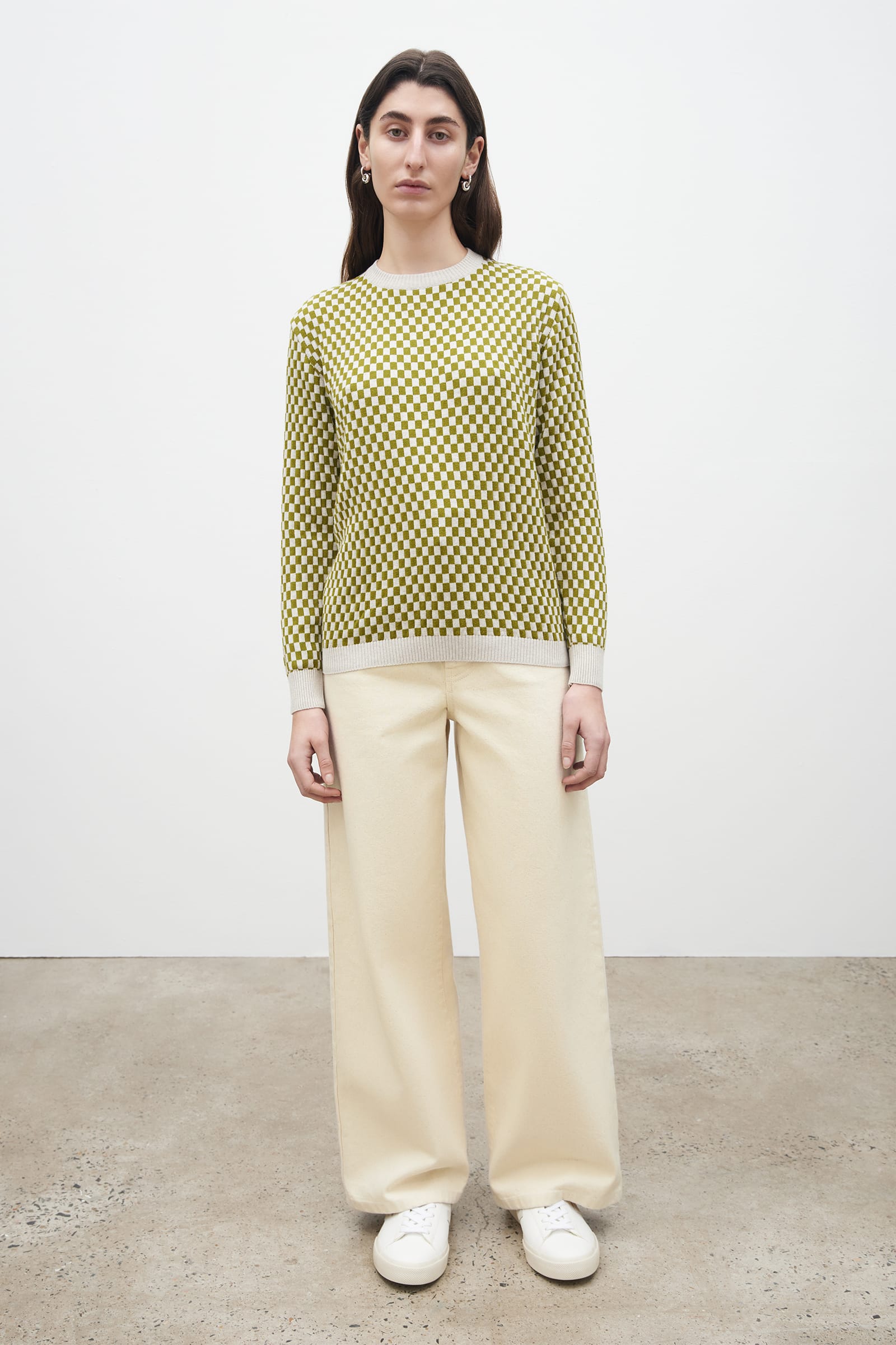 【KOOLOSET】Checker Collar Knit COMME des GARCONS Checker Asymmetry Knit Sweater Size S-M(K