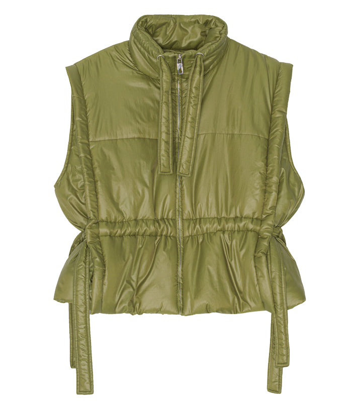 Litmus GANNI shiny puff vestダウンベスト Ganni Shiny Quilt Vest - Spaghnum | Garmentory