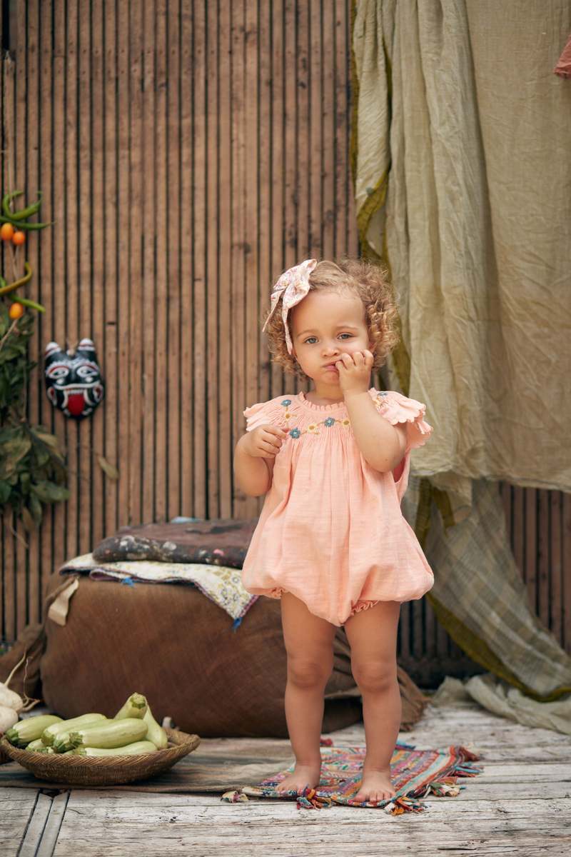 Kids Louise Misha Josephine Romper - Coral | Garmentory