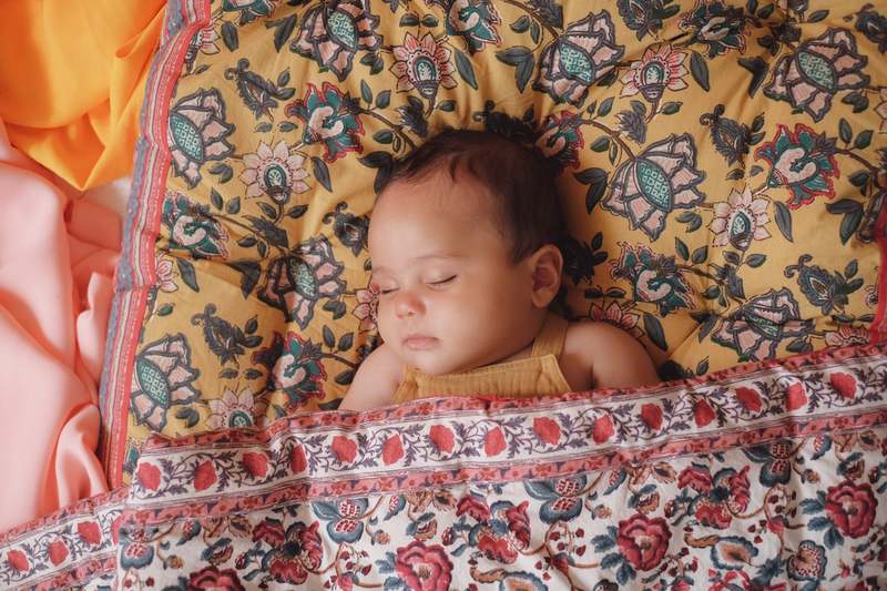 Kids Louise Misha Many Floor Mattress - Cream Indian Flowers