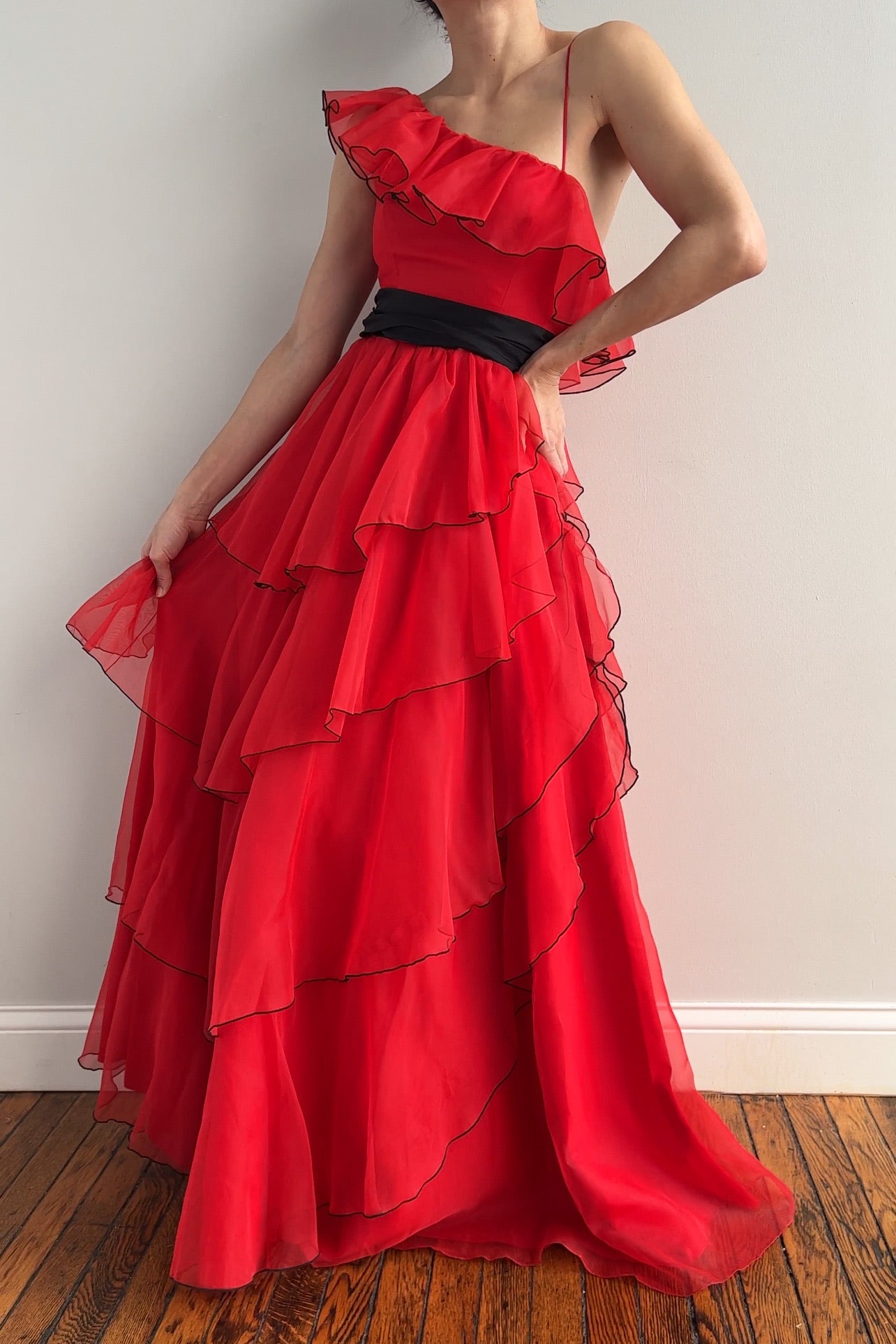 Vintage Scarlet Layered Ruffle Dress | Garmentory