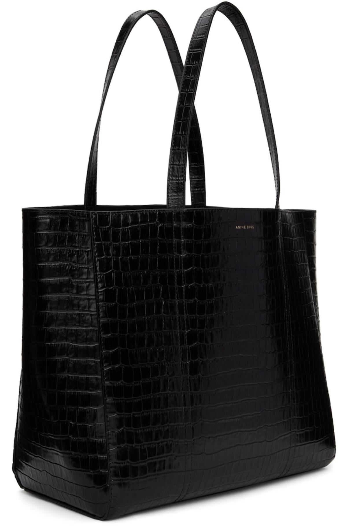 Anine Bing Croco Tote Black Garmentory
