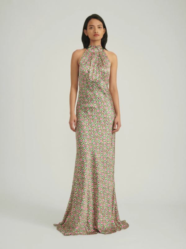 knee length dresses for ladies Michelle Dress in Palladium Gold – SALONI main image 1