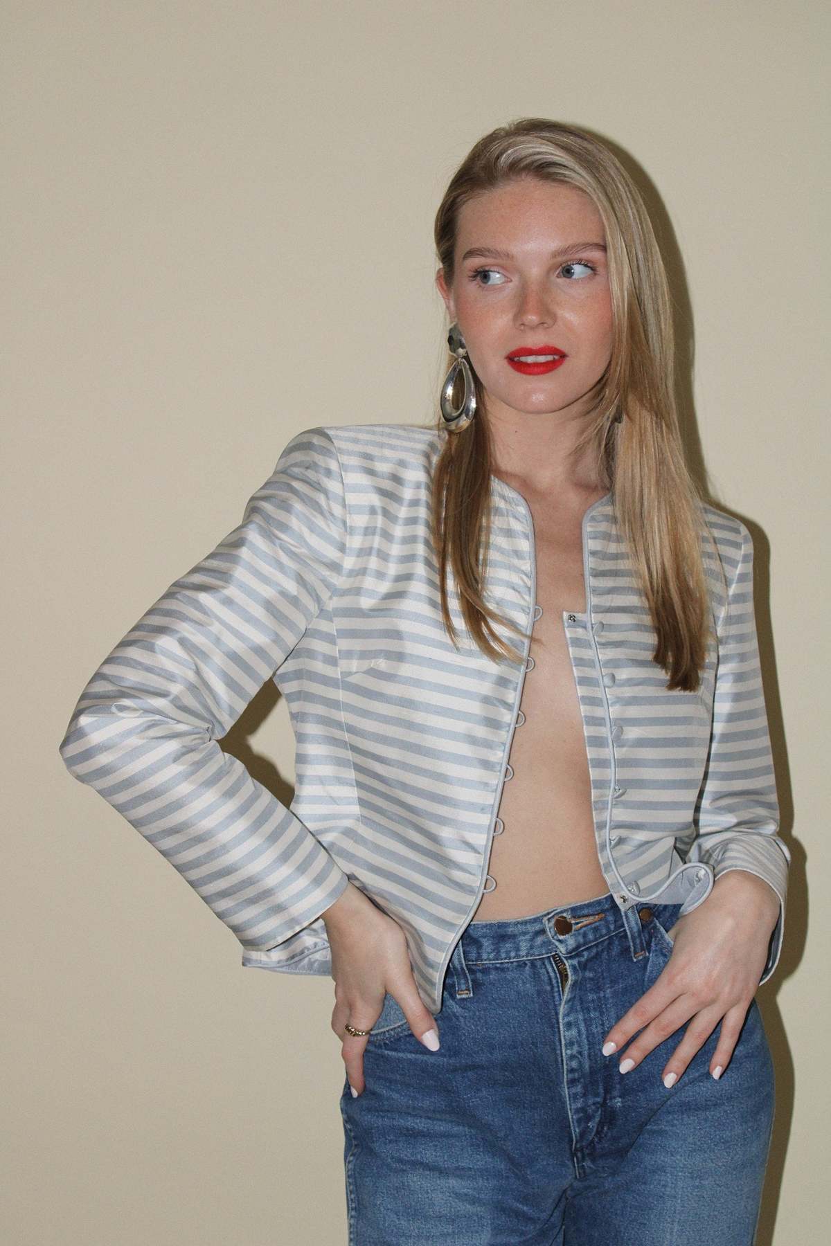 Vintage Blazer Baby Blue/White Stripe Garmentory