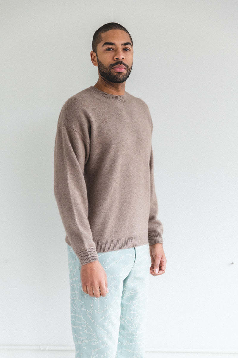 Auralee BABY CASHMERE KNIT PULLOVER - LIGHT BROWN | Garmentory