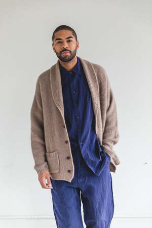 Auralee BABY CASHMERE KNIT SHAWL COLLAR BIG CARDIGAN