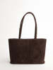 Léméls Suede Medium Shopper Tote - Dark Brown - Thumbnail 1