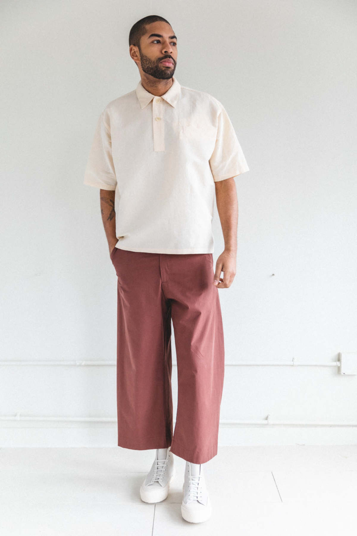 Auralee High Density Finx Linen Weather Shirts - Ecru | Garmentory