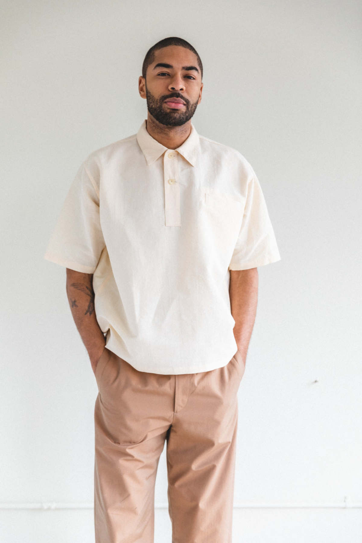 Auralee High Density Finx Linen Weather Shirts - Ecru | Garmentory Auralee High Density Finx Linen Weather Shirts - Ecru | Garmentory