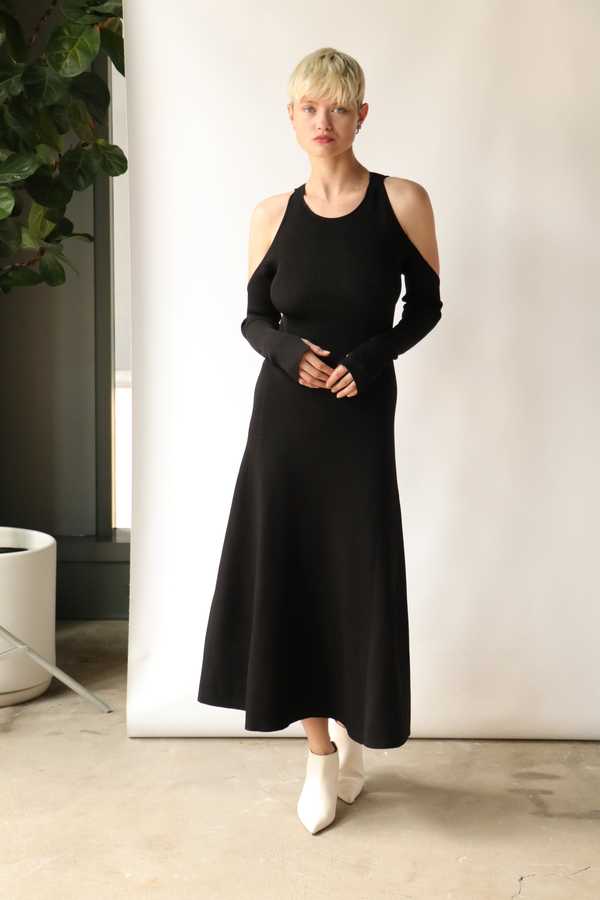 black dress ganni Rent Ganni Black Velvet Maxi Dress