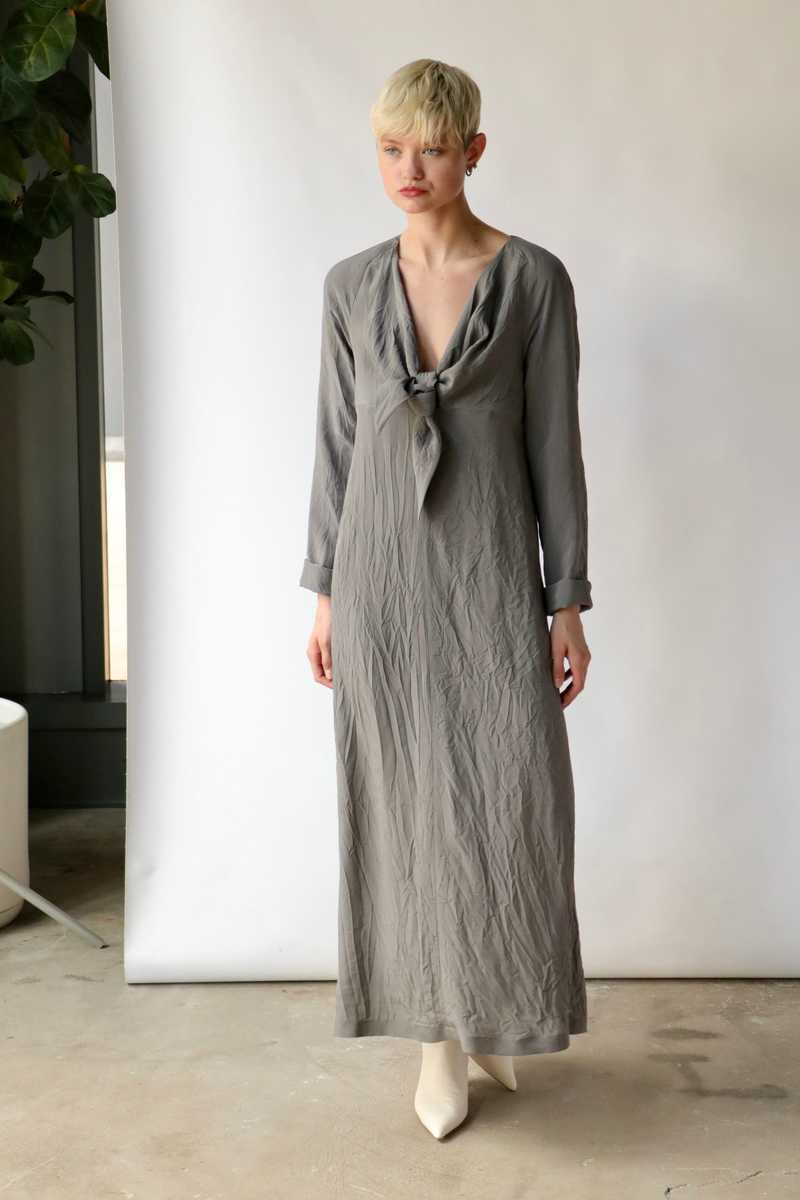 grey knot dress Heather Grey Knit Hooded Long Sleeve Maternity Dress