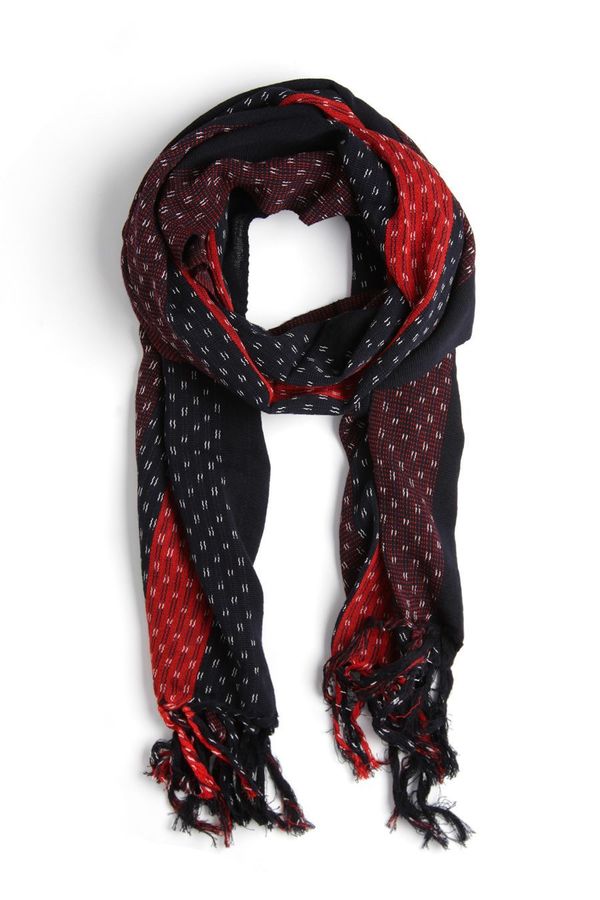 Kiriko Karu-Ori Black Red Stripes Scarf Kiriko Karu-Ori Black Red Stripes Scarf