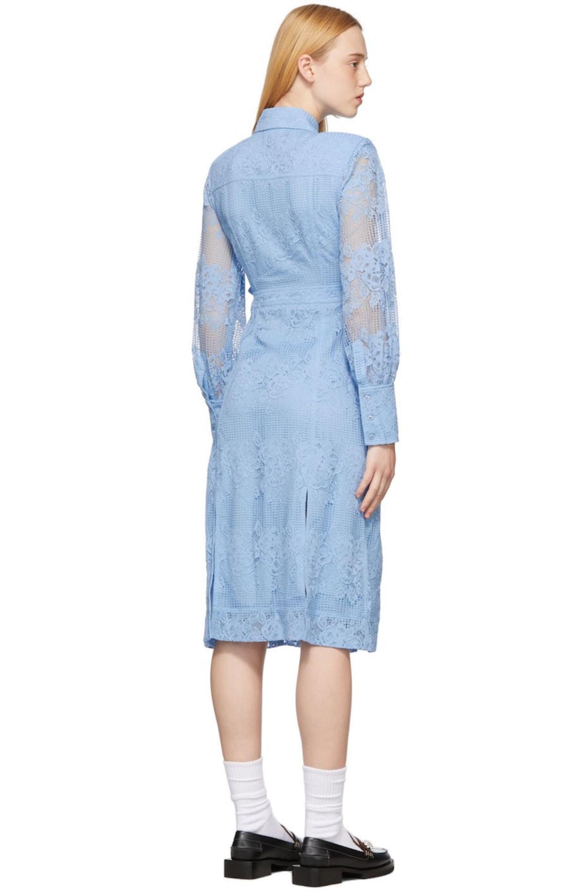 blue dress for baby girl Yves Blue Lace Dress with Asymmetrical Hem