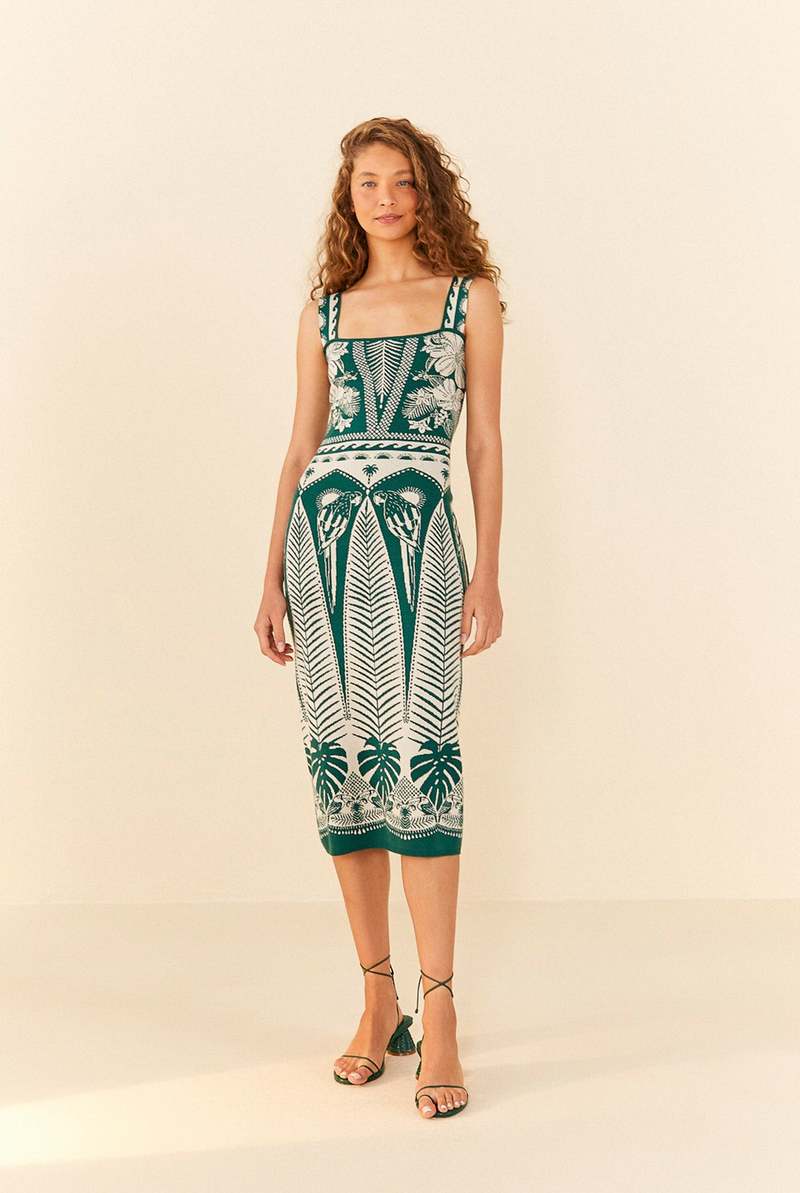Farm Rio Macaw Elegance Knit Dress - Off-White Multi | Garmentory