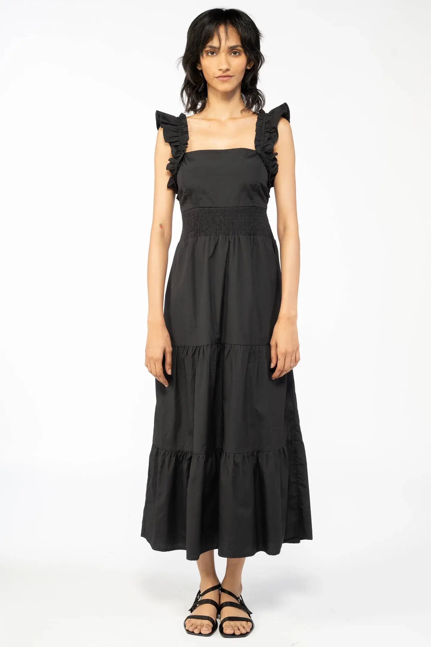 chinese dress ladies Amilia Flutter Sleeve Belted Tiered Maxi Dress – Maggy London