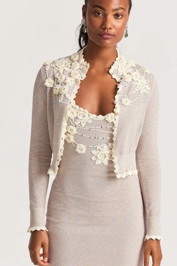 Love Shack Fancy Girls Jayne Cardigan Petal Meringue
