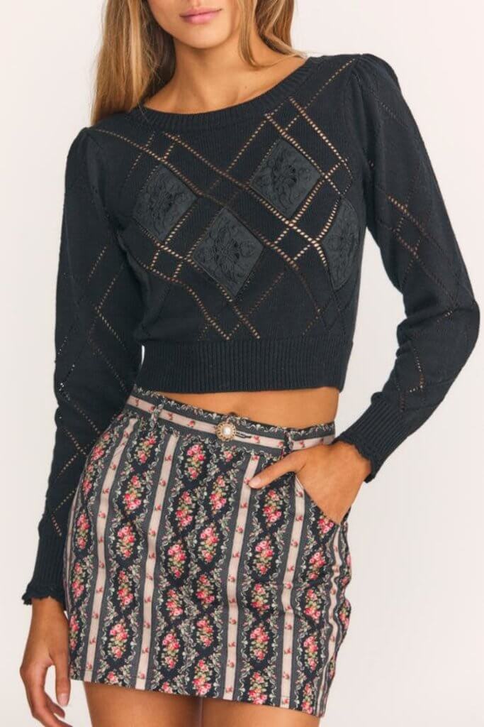 Love Shack Fancy Delancey Pullover Black Garmentory