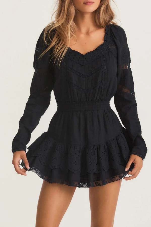 Love Shack Fancy Sanaya Dress Black Garmentory