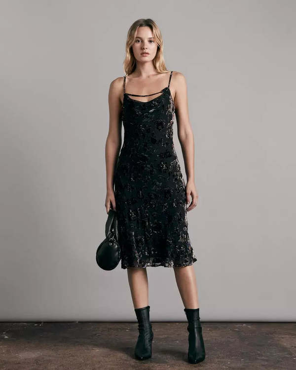 Rag & Bone Nicola Burnout velvet dress - Black blue retro floral