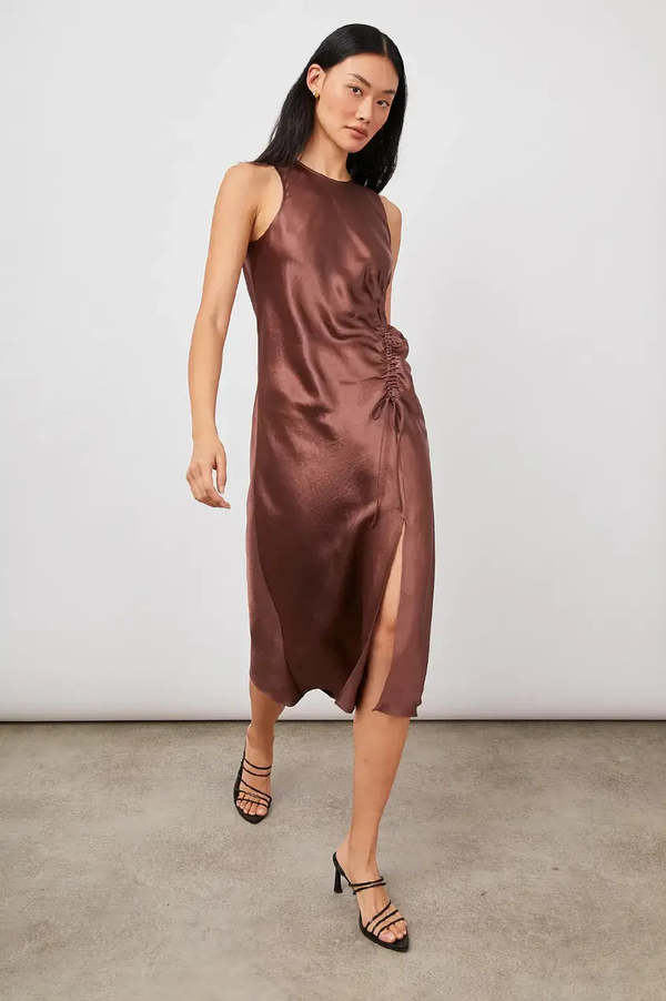 knee length dresses for ladies Fit & Flare Lined Laced Mixed Media Midi Dress