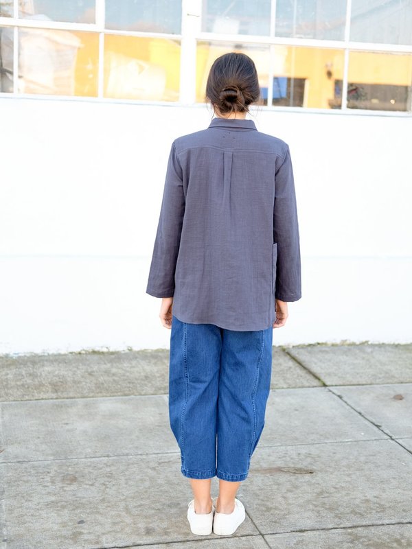 Wrk-Shp Atelier Top in Storm Blue Cotton Gauze Wrk-Shp Atelier Top in Storm Blue Cotton Gauze