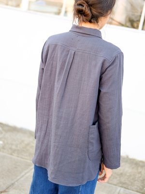 Wrk-Shp Atelier Top in Storm Blue Cotton Gauze Wrk-Shp Atelier Top in Storm Blue Cotton Gauze