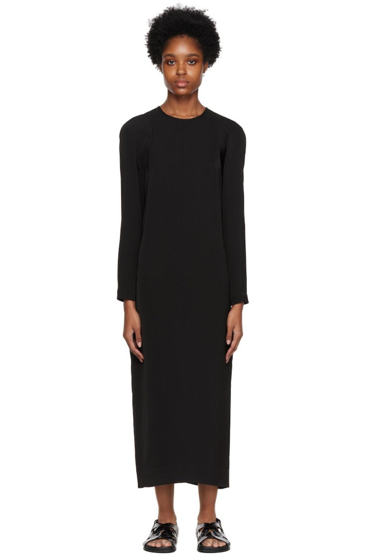 knee length dresses for ladies Double Knit Dress Black