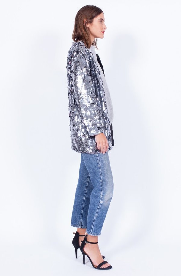 Yo Vintage! Grey Sequin Jacket - One Size Yo Vintage! Grey Sequin Jacket - One Size