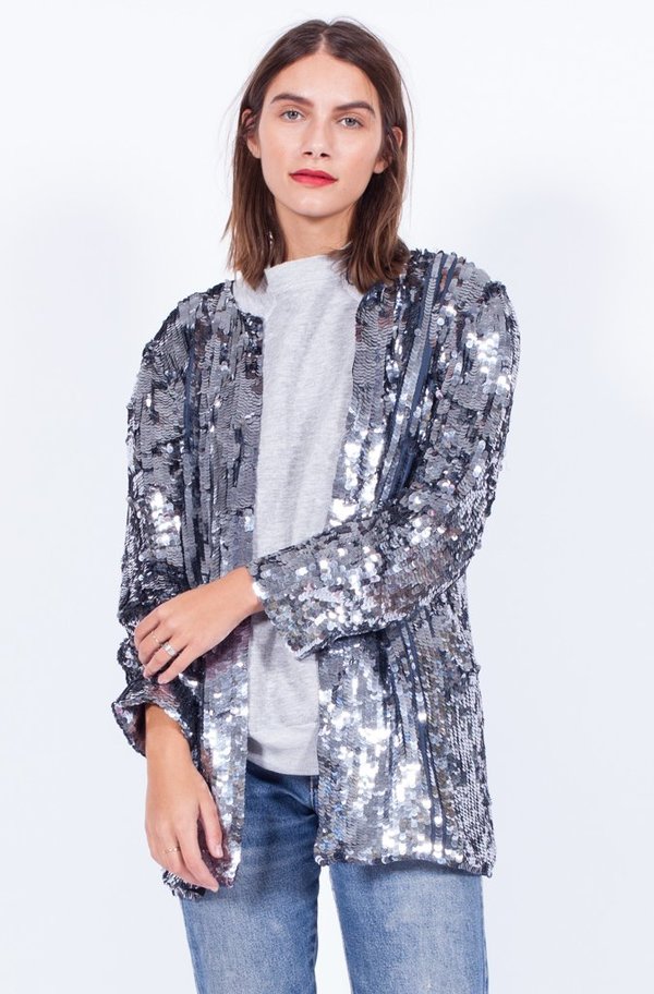 Yo Vintage! Grey Sequin Jacket - One Size Yo Vintage! Grey Sequin Jacket - One Size