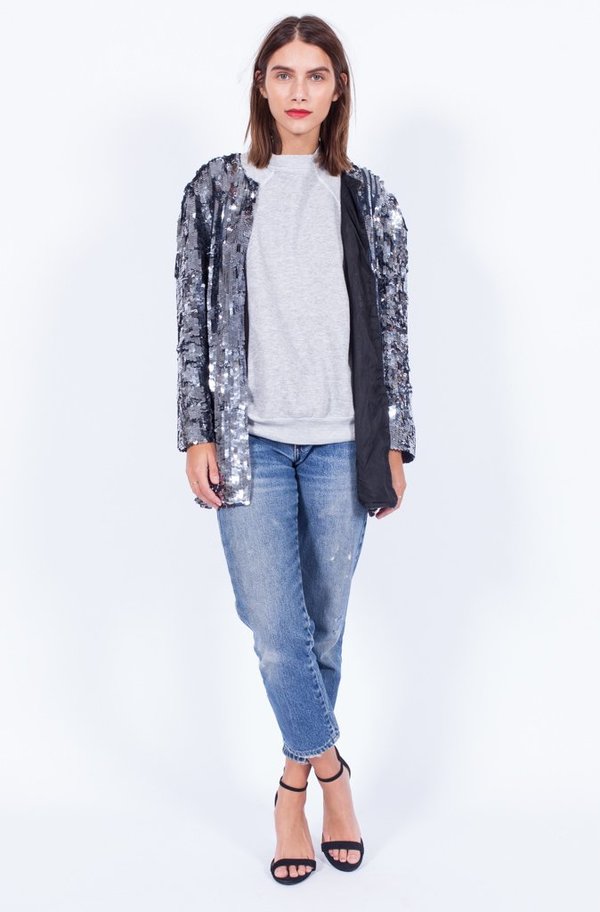 Yo Vintage! Grey Sequin Jacket - One Size Yo Vintage! Grey Sequin Jacket - One Size
