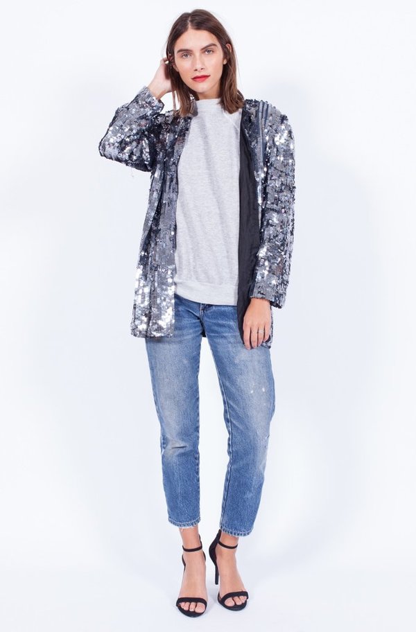 Yo Vintage! Grey Sequin Jacket - One Size Yo Vintage! Grey Sequin Jacket - One Size