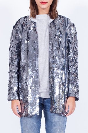 Yo Vintage! Grey Sequin Jacket - One Size Yo Vintage! Grey Sequin Jacket - One Size