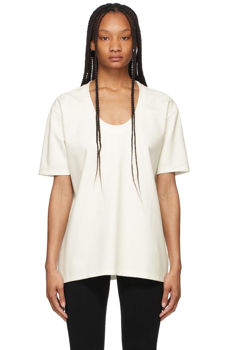 【関税込み】TOTEME ホワイト ニット Tシャツ Straight cotton tee off-white – TOTEME