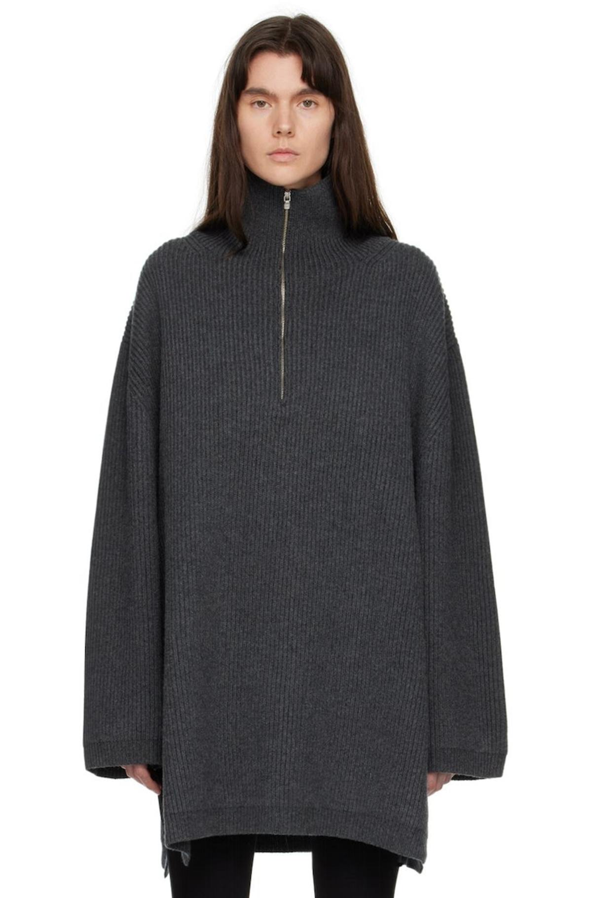 Totême Fisherman Sweater - 359 Dark Grey Melang | Garmentory