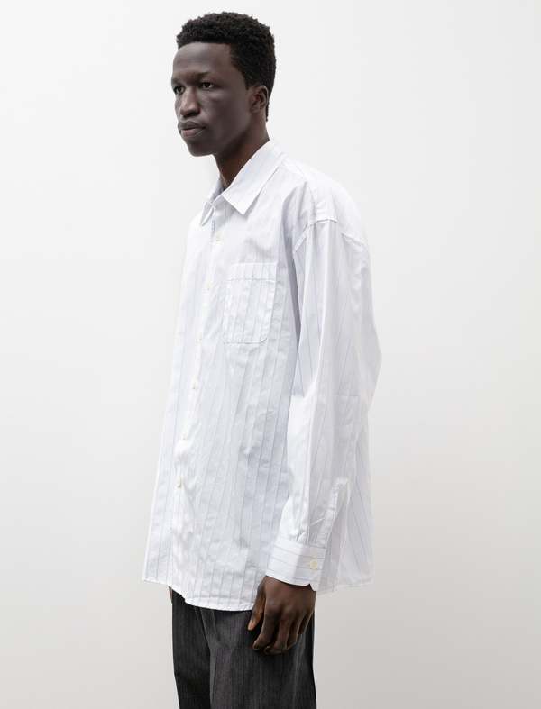 Our Legacy Borrowed Shirt - Blue Sapphire Pinstripe | Garmentory