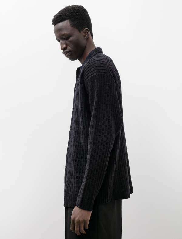 Auralee Brushed Cotton Wool Rib Shirt - Black | Garmentory