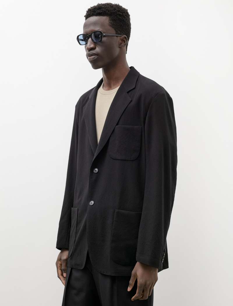 Auralee Hard Twist Wool Viyella Jacket - Black | Garmentory