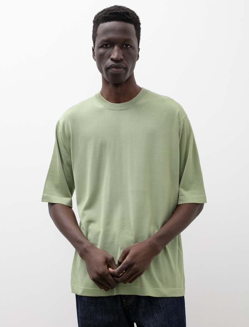 Auralee Super High Gauge Washable Silk Tee - Light Green