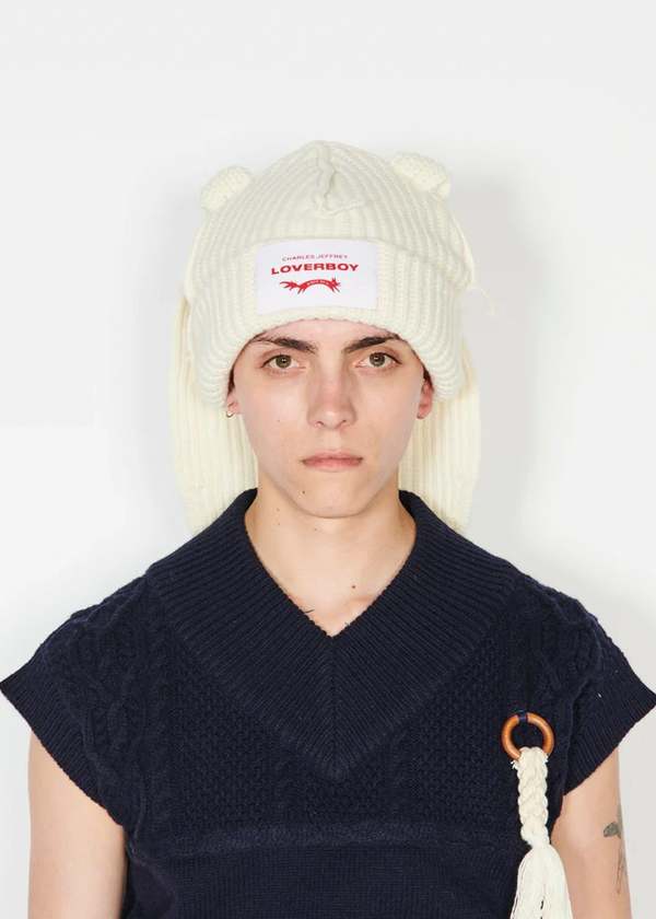 Charles Jeffrey Chunky Rabbit Beanie - Ecru | Garmentory display picture 3