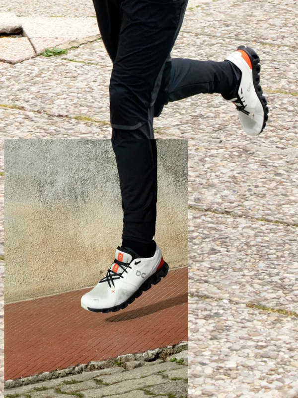 On Cloud X 3 Mens Running Shoes Ivory Flame Lace Up Low Trainer Size 10.5 ON Running Cloud X 3 Sneakers - Ivory/Flame | Garmentory main image 2