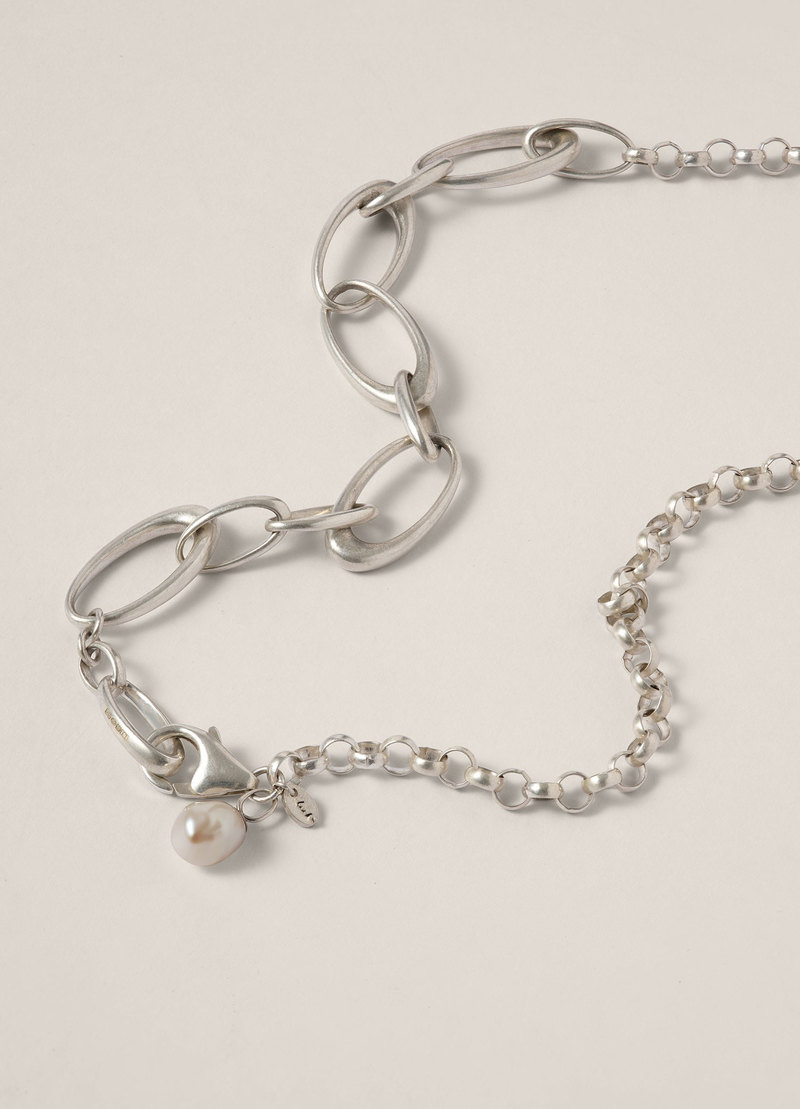 YMC Keshi Pearl Mix Chain Necklace - Sterling Silver