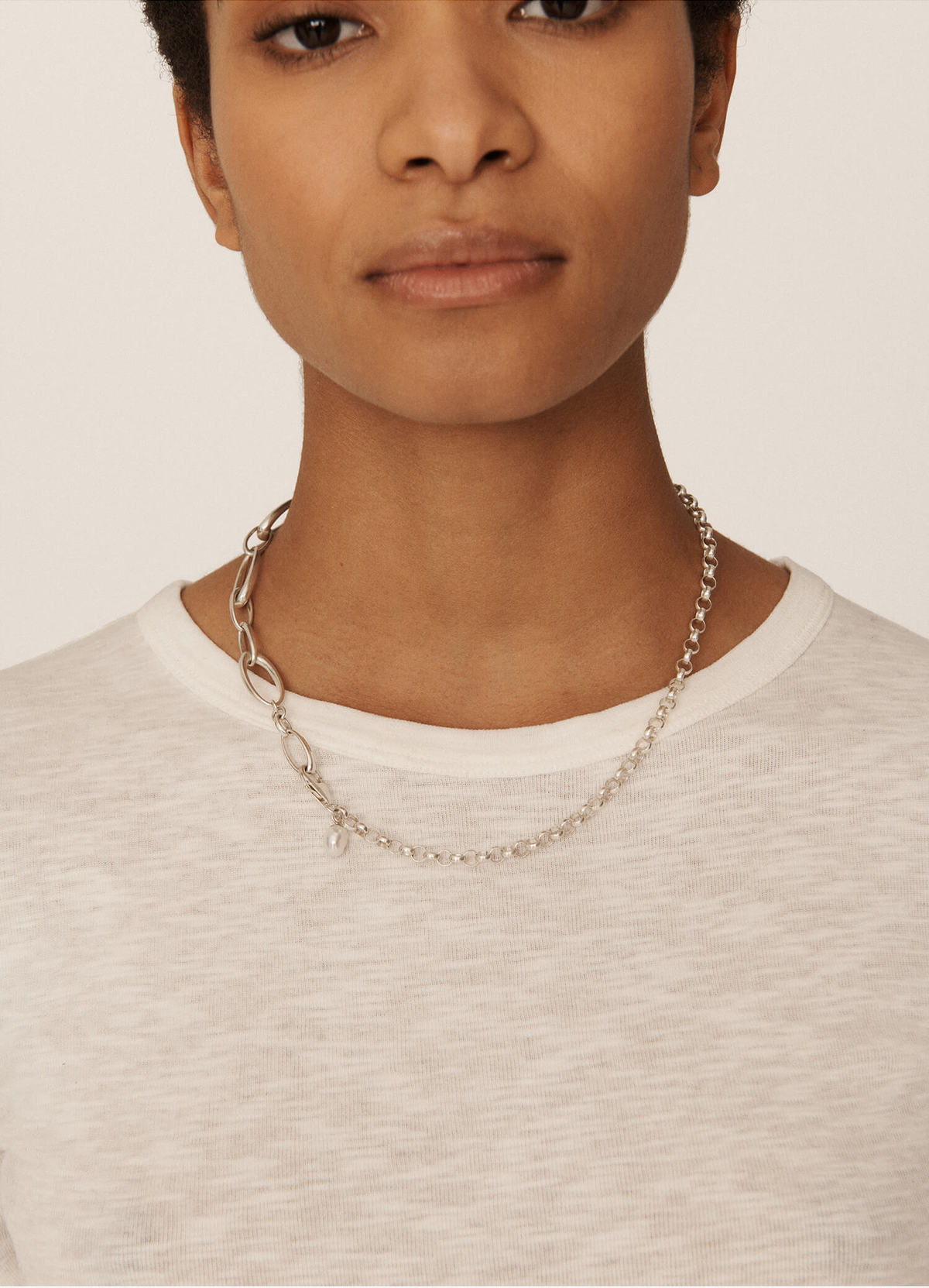 Pearl Mix Malti Chain Necklace （Silver） n17771-ssbpe.jpg