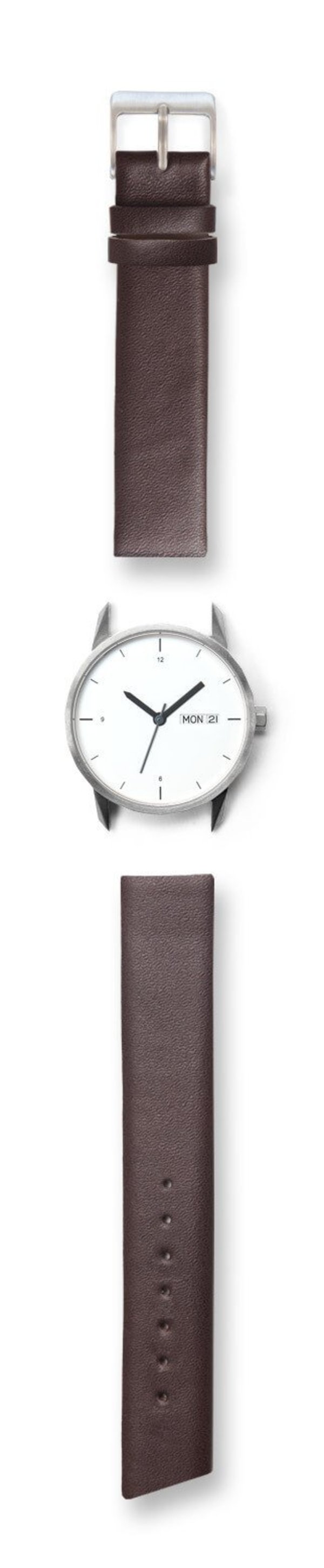 Unisex Tinker Watches 34mm Silver Watch Brown Strap Unisex Tinker Watches 34mm Silver Watch Brown Strap